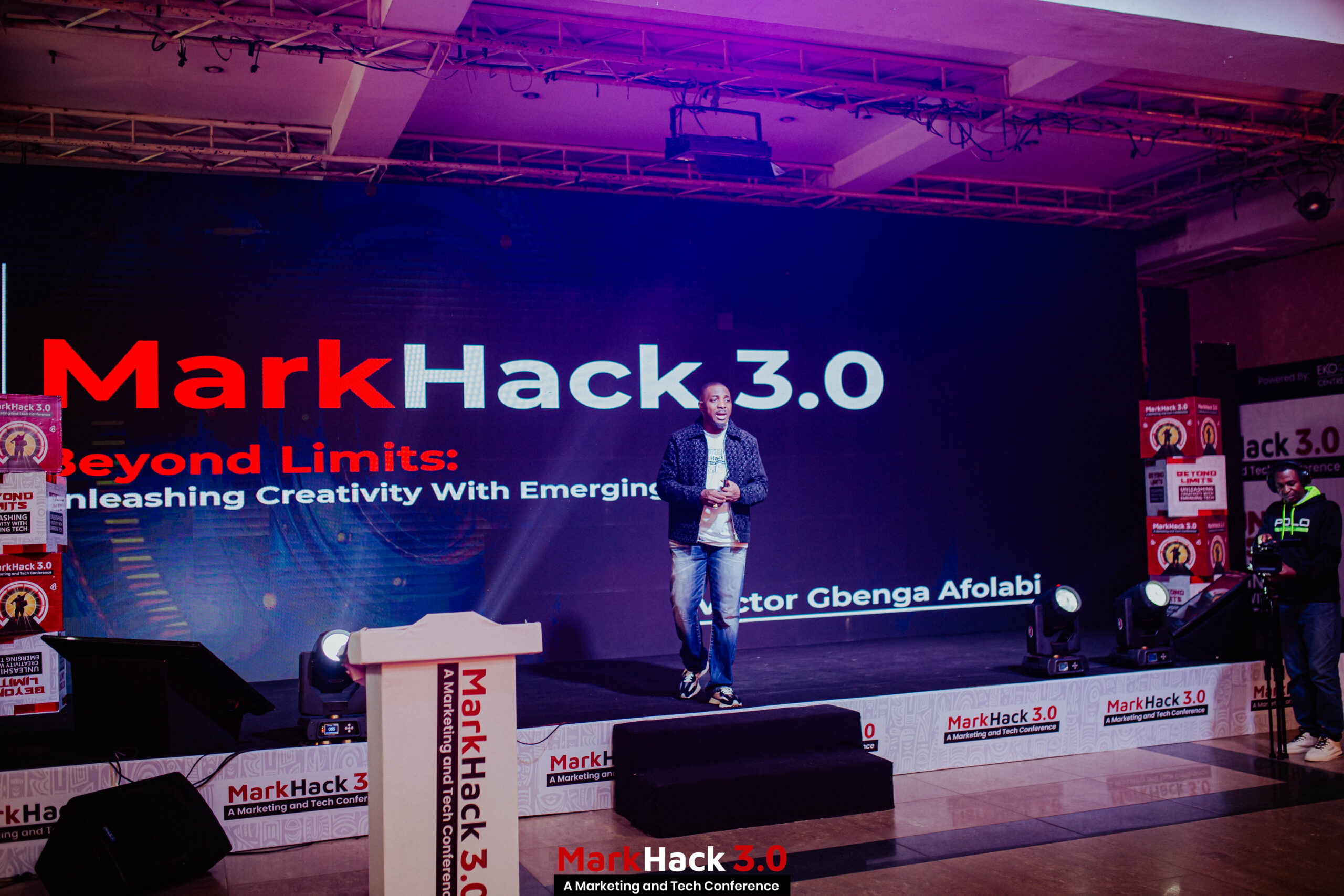 Victor Gbenga Afolabi speaking at markhack 3.0 